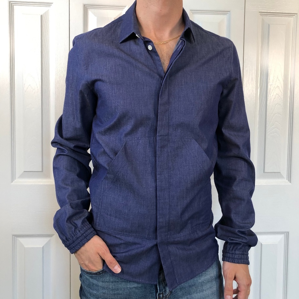 Kris Van Assche Blue Pouch Pocket Shirt 46